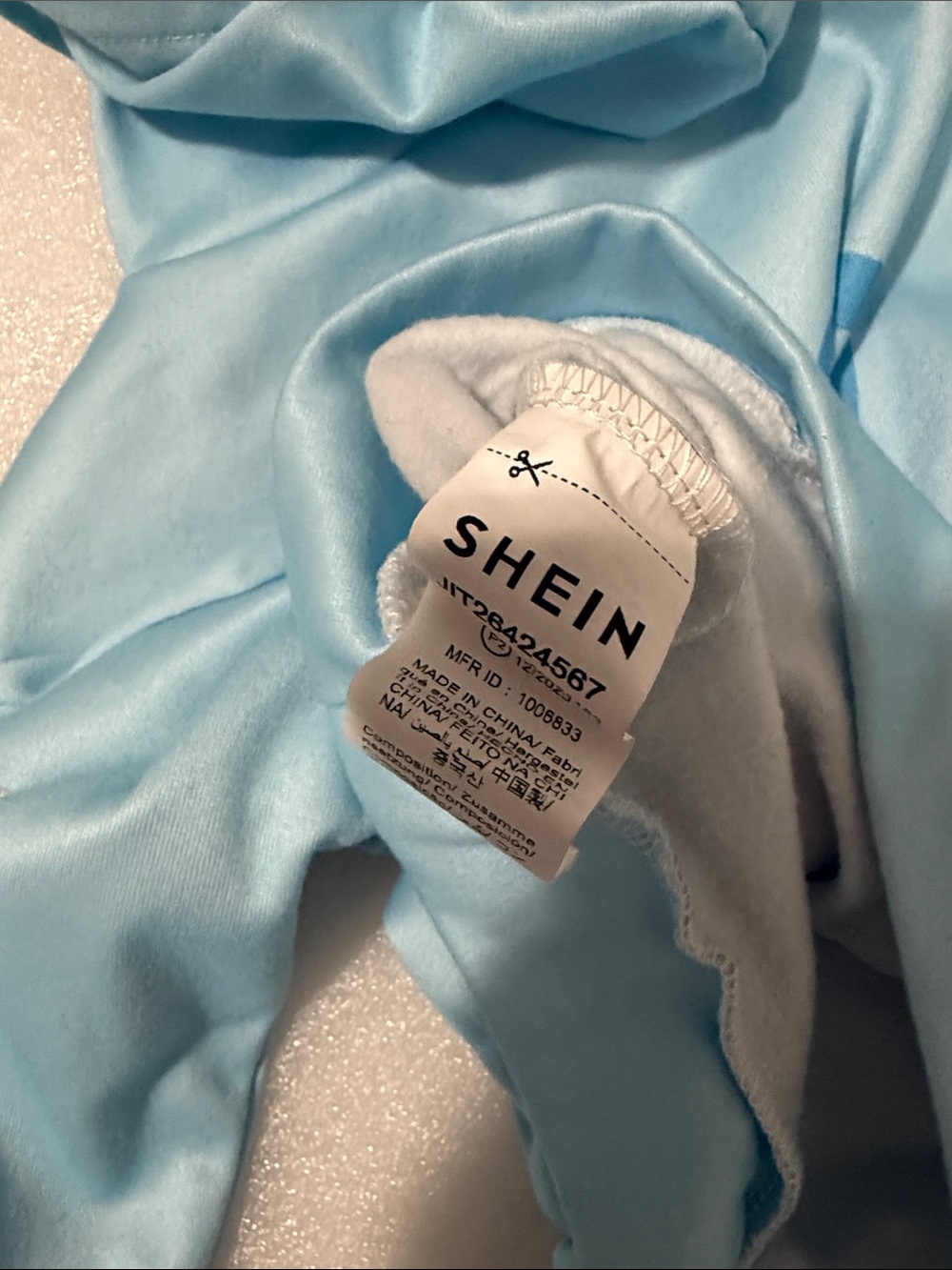 SHEIN Light Blue Girls' Bow Print Hoodie - Picture 3 of 3